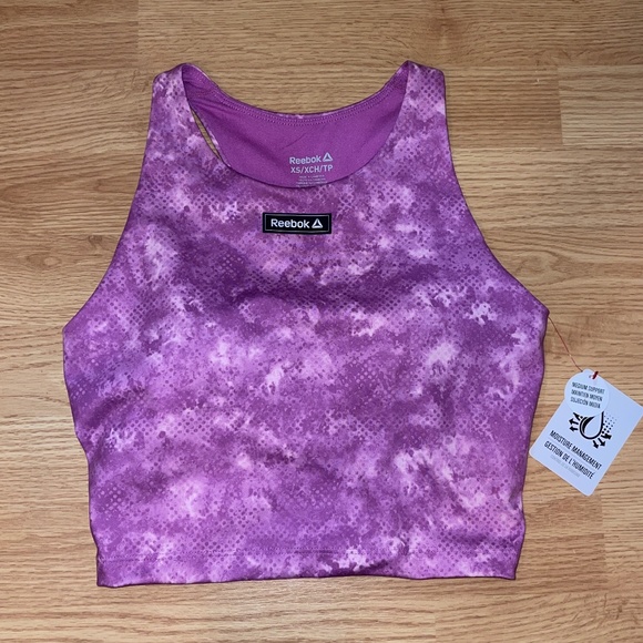 Reebok Other - NWT Reebok Purple Splatter Medium Support Sports Bra with Pads